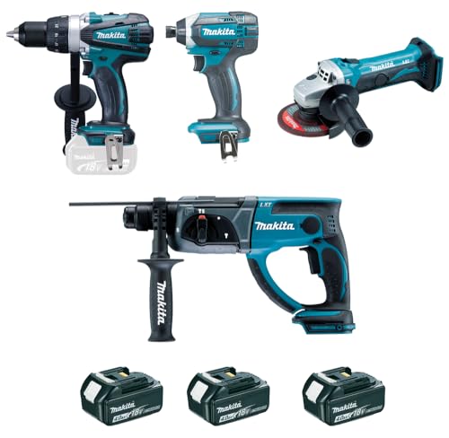 Ensemble De 4 Machines Makita 18 V Li-Ion 4 Ah (Ddf458 + Dtd152 + Dhr202 + Dga452) - Dlx4054Mx1