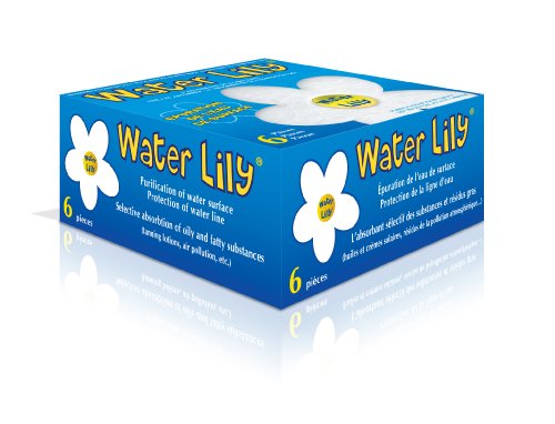 Toucan - Assorbente Residui Grassi Water Lily, Per La Purificazione Della Superficie Dell'Acqua Della Piscina, Confezione Da 6 Pezzi, Colore Bianco/Gi