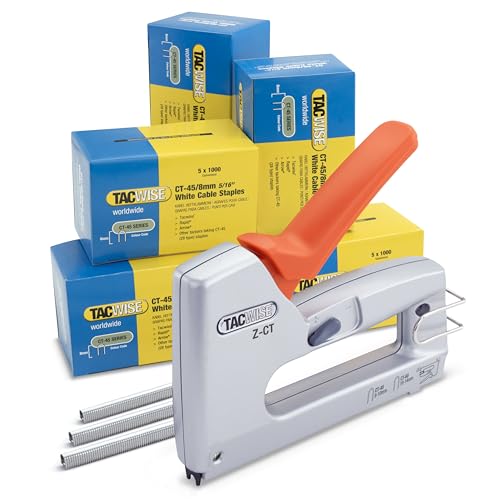Tacwise 1787 Z-Ct Duo Graffatrice In Metallo Per Cavi Con 25.000 Punti Bianchi, Utilizza Punti Ct-45 E Ct-60