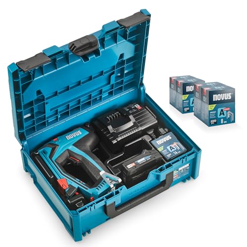 Novus Tools Set Di Batterie J-550 + 20.000 Mollette – Metabox – Compatibile Con Batteria Agli Ioni Di Litio Cas Da 18 V – Per Clip A Filo Fine 6 – 14