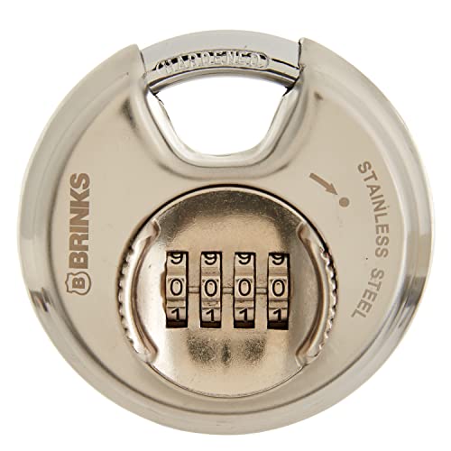 Brinks 173-80051 80 Mm Lucchetto A Disco In Acciaio Inox Resettabile, Argento, 80 Mm