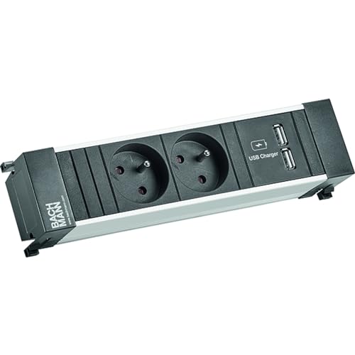 Bachmann 916.112 Ciabatta Elettrica Senza Interruttore, In Alluminio, Nero Contatto Di Protezione