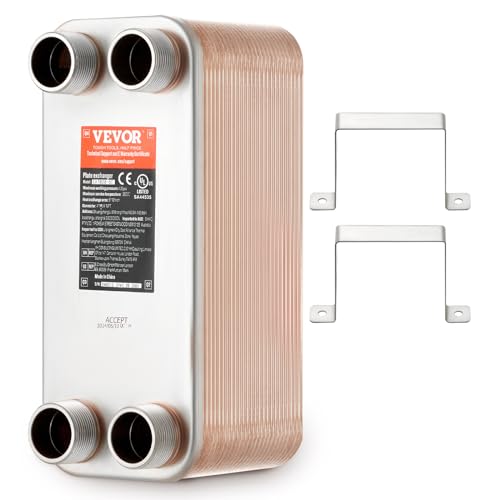 Vevor Heat Exchanger 50 Plates Scambiatore Di Calore A Piastre, Acciaio Inossidabile + Colore Rame