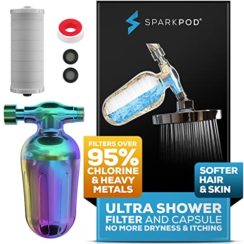 Sparkpod Ultra Shower Filter - High Output Shower Head Filter- Unique Filtration Method Removes Up To 95% Of Chlorine, Heavy Metals, Sediments And Oth
