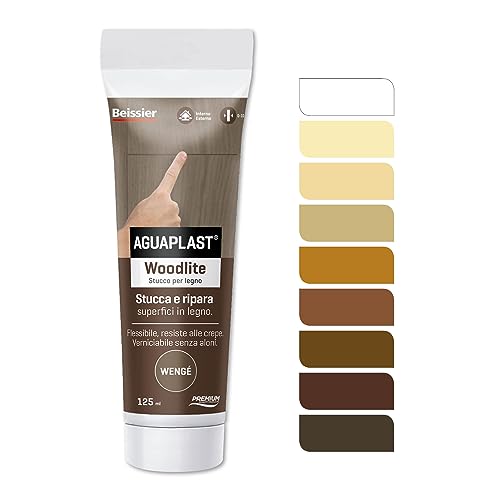 Aguaplast Woodlite Stucco Per Legno Colorato. Fibrato, Resiste Alle Dilatazioni Fino Al 20%. Ideale Per Buchi E Crepe In Mano Unica Senza Ritiro. Weng