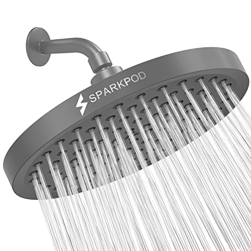 Sparkpod Fixed Shower Head - High Pressure Rain - Luxury Modern Chrome Look - Easy Tool Free Installation - The Perfect Adjustable Replacement (Charco