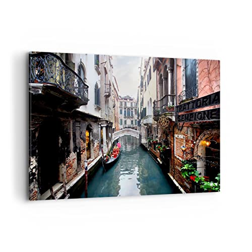 Quadri Moderni Soggiorno Barca Ponte Turismo Venezia Quadro Su Tela 120X80Cm Stampe Da Parete Camera Da Letto Cucina 1 Pezzo Wall Art Canvas Grandi De