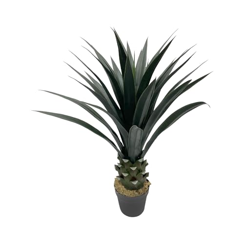 Rebecca Mobili Yucca Artificiale, Pianta Finta D'Appartamento, Verde Marrone, Polietilene, Folta, Con Vaso, Per Casa O Esterno - Misure Hxlxp: 90 X 30