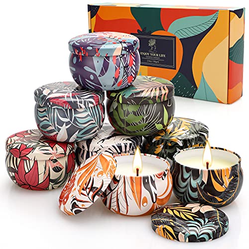 Set Regalo Di Candele Profumate, Set Candele Profumate, Cera Di Soia, Candela Regalo Con Forte Profumo Per Donna, 8X2.5 Oz, Regalo Da Donne Per Natale