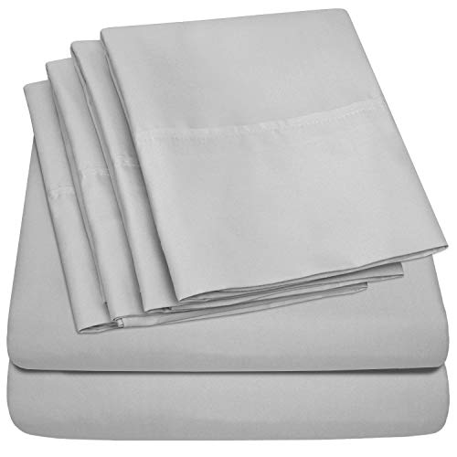 Sweet Home Collection Set Di 6 Lenzuola In Microfibra Fine A 1500 Fili, Con Tasche Profonde Extra Per Cuscini, Colore: Argento