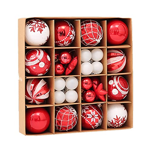 Testyu 42 Pezzi Palline Di Natale Set, 3 & 6 Cm Accessori Decorativi Per L'Albero Di Natale, Addobbi Natalizie In Color Rosso Con Diverse Forme Di Pal