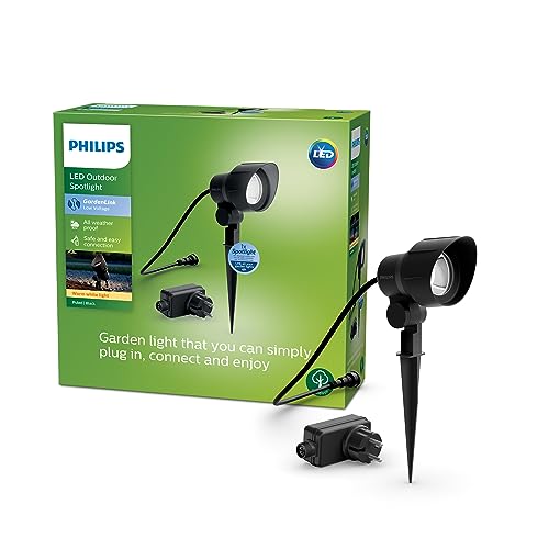 Philips Led Gardenlink Kit Base Faretto Led Da Esterni, Luce Bianca Calda, Ip44, Basso Voltaggio, 6W, Alimentatore Incluso
