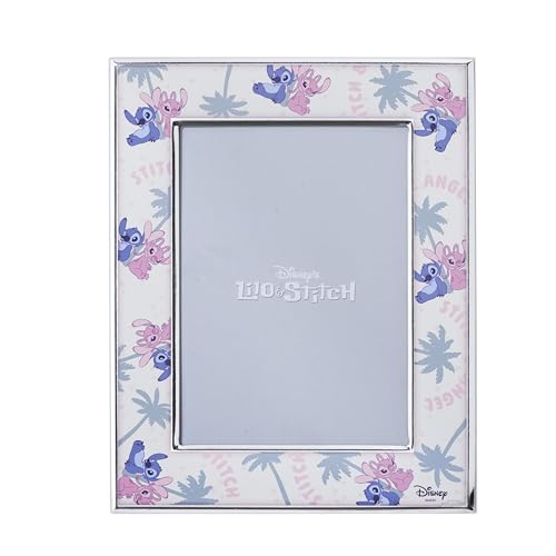 Valenti & Co. Disney Baby - Stitch & Angel - Cornice Porta Foto Da Tavolo In Argento, Idea Regalo Bambino O Neonato Per Battesimo O Compleanno