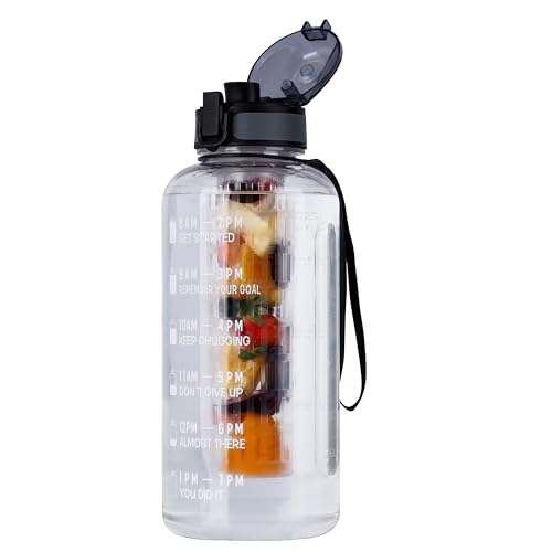Belle Vous Borraccia Motivazionale - Borraccia Sportiva Graduata Con Infusore Di Frutta - Bottiglia Da 2 Litri Con Marcatori Di Tempo - Con Coperchio