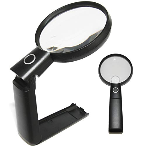Easy Magnifier Lente Di Ingrandimento Da Tavolo Grande Per Lettura 2X/4X Con Luce Led; Lenti D'Ingrandimento Professionale; Lentino Ricambio, Regalo P