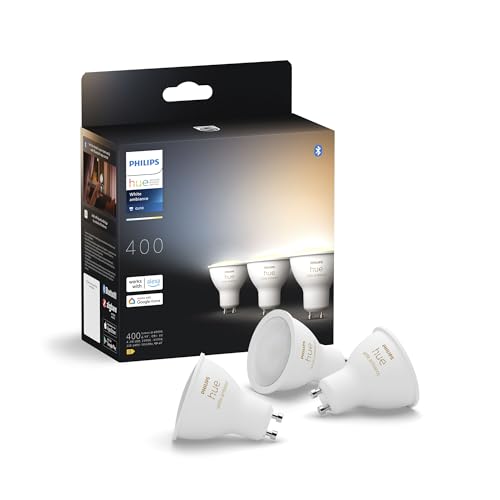 Philips Hue Faretto Smart Gu10, Luce Bianca Da Calda A Fredda (3 Pezzi), 400Lm, Compatibile Con Bluetooth, Controllo Vocale Con Alexa, Apple Home E Go