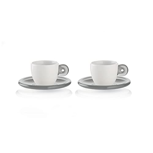 Fratelli Guzzini Gocce Tazzine Caffe, Porcellana, Grigio Cielo, 2 Unità (Confezione Da 1)