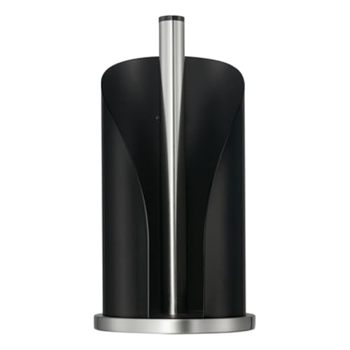 Wesco Porta Rotolo Di Carta Di Colore Nero Opaco In Acciaio Inox E Lamiera Di Acciaio Verniciato Colorato, Base Stabile In Acciaio Inox, Per Rotoli Di