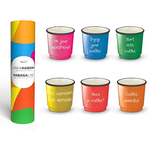 Wd Lifestyle Set Di 6 Tazze Da Caffè 100 Ml In Porcellana New Bone China. In Confezione Regalo