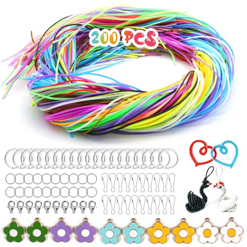 Tavada 200 Pezzi Scooby Doo Fili,Scoubidou Fili,Fili Per Scooby Doo 20 Colori,Fili Scubidu, Corde Playtastic Scoubidou Per Braccialetti, Portachiavi,