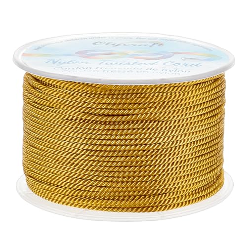 Olycraft 50M Corda Nylon Twisted Cord 1Mm 3-Ply Goldenrod Twist Cord Trim String Filo Per Artigianato E Creazione Di Gioielli