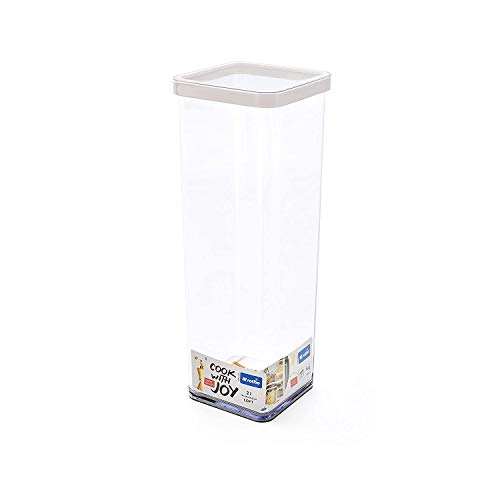 Rotho Loft Scatola Quadrata Con Coperchio E Guarnizione, Plastica (San) Senza Bpa, Trasparente/Bianco, 2 L, 10.0 X 10.0 X 28.5 Cm