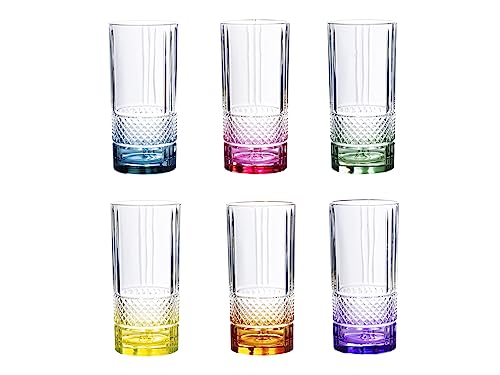Rcr Confezione 6 Bicchieri Brillante In Vetro Sonoro Colori Assortiti Cl 37, 37Cl