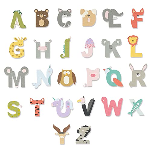 Sizzix Set Di Fustelle Thinlits 26Pk Animal Alphabet By Lisa Jones, 665486, Multicolor, One Size