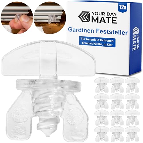 Fermi Intermedi, 12 Pz, Trasparente, Fermo Per Tende Adatto Per Tende Con Binari Di Scorrimento, Ganci Per Tende Plastica Facili Da Montare, Tappi Ant