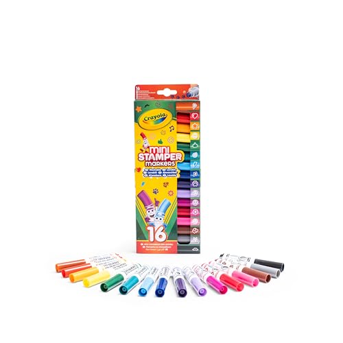 Crayola - 16 Pennarelli Lavabili Con Punta A Stampino Pip Squeaks, 16 Colori Differenti, Per Scuola E Tempo Libero, Da 3 Anni, 58-8741