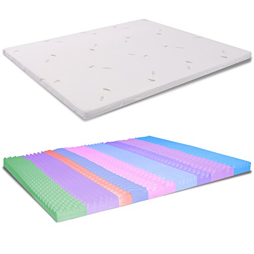 Ailime Srl Topper Memory Matrimoniale 165X190 Alto 5 Cm Sfoderabile Aloe Vera Correttore Bugnato Per Materasso
