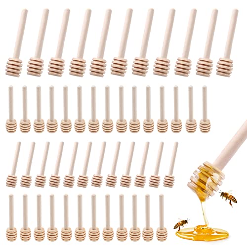 50 Pezzi Bastoncino Per Mieles, Cucchiaini Bastoncini Mieles Legno Piccoli Mini Spargimiele 8 Cm Per Vaso Di Mieles Jar Ringraziamento Matrimonio Batt