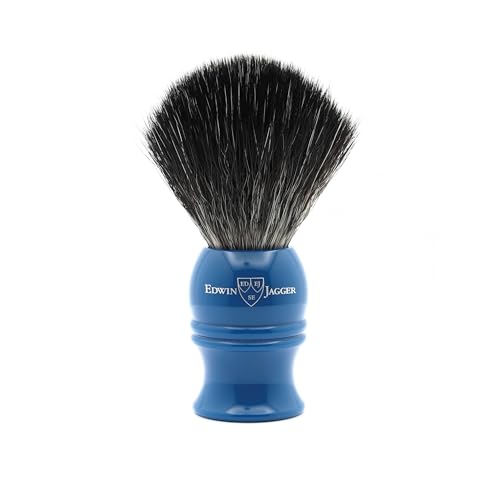 Edwin Jagger 1Ej333Syn Classico Pennello Da Barba Nero In Fibra Sintetica Ecologica Vegana Per Crema Da Barba O Sapone Da Barba Per Uomo E Donna (Blu)