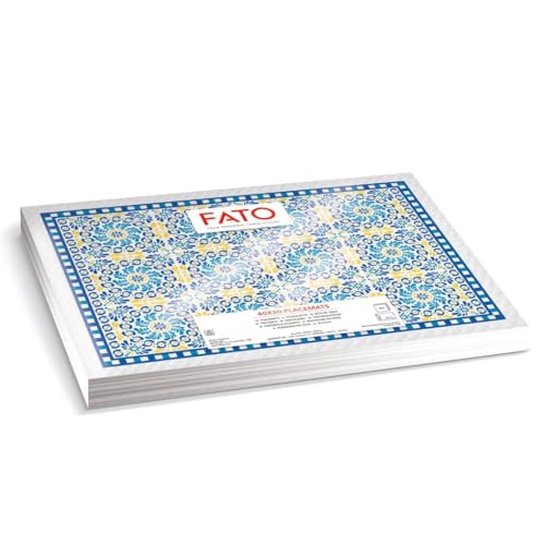 Fato Tovagliette Di Carta Riciclata Bianche - Goffratura Totale, 400Mm X 295Mm, Confezione Da 250, Tovagliette Monouso Per Colazione E Pranzi, Ideali