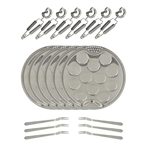 Menastyl 5040063 The Kitchenette-Servizio 18 Pezzi, 6 Piatti Da 12 Ø 19 Cm + 6 Pinzette 6 Forchette Per Lumache, Acciaio Inossidabile