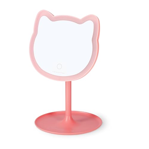 Legami - Specchio Da Trucco Con Luce - You Look Purrfect! - Specchietto Per Truccarsi A Forma Di Gatto, Luminosità E Inclinazione Regolabili, Doppia A