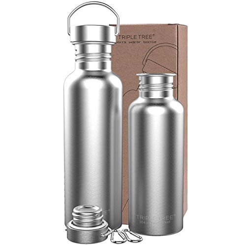 Triple Tree Bottiglia D'Acqua In Acciaio Inox, 500 Ml, 750 Ml, 1 Litro, Bottiglia Sportiva Per Attività All'Aperto, Design Perfetto A Prova Di Perdita