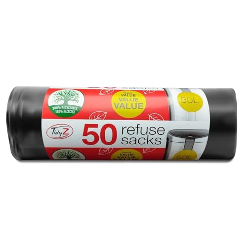 Tidyz - 3 Sacchetti Per Rifiuti Con 6 Ruote, Extra Large, 300 L, Colore: Nero, Con Punta Della Spazzatura, 230 X 143 Cm