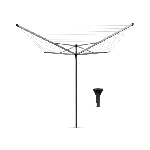 Brabantia - Stendibiancheria Topspinner - 50M Di Spazio Per Stendere - Corde Resistenti Ai Raggi Uv & Profilo Antiscivolo - Con Tubo Per Cemento (45 M