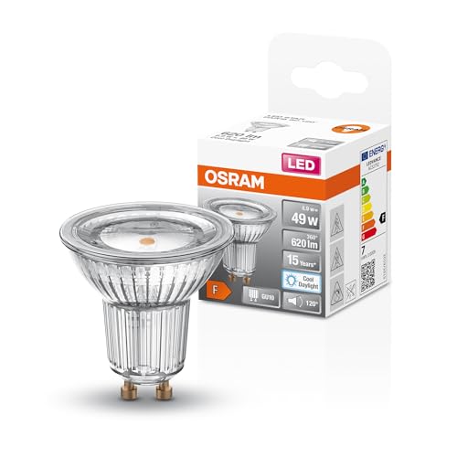 Osram Led Star Par16 Per Faretti E Spot In Bianco Luce Diurna (6500 K), Trasparente, Diametro 50 Mm, Con 6,9 W Per 620 Lm, Attacco Retrofit Gu10, Vetr