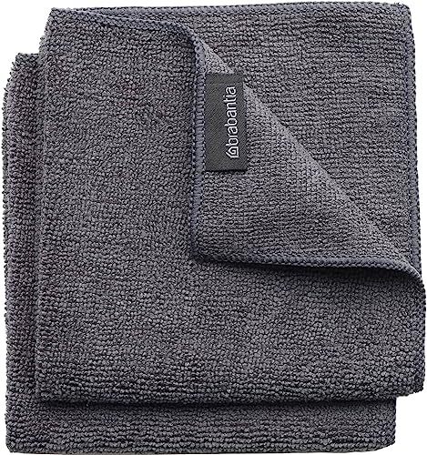 Brabantia Sink Side Set 2 Panni Pulizia, Microfibra, Dark Grey