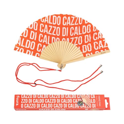 Fisura – Ventaglio Originale Con Messaggio Cazz* Di Caldo. Ventaglio In Legno Moderno E Divertente. Ventaglio Rosso Con Motivo. Ventaglio Con Cordino 