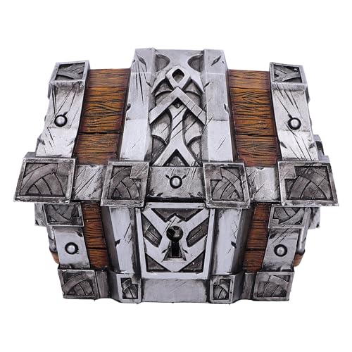 Nemesis Now World Of Warcraft Scatola Del Tesoro Con Rilegatura In Argento, 10,5 Cm, Resina, Argento/Marrone, Merchandising Ufficiale World Of Warcraf