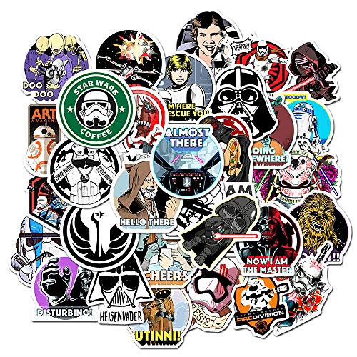Bric Dodo 50 Adesivi Star Wars, Bottiglie D'Acqua, Laptop, Telefono, Chitarra, Skateboard, Computer, Vinile, Impermeabili, Per Ragazzi E Adulti