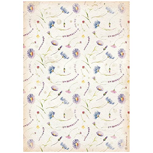 Stamperia International Carta Riciclata A4 – Create Happiness Welcome Home Blue Flowers, Riso, Multicolore