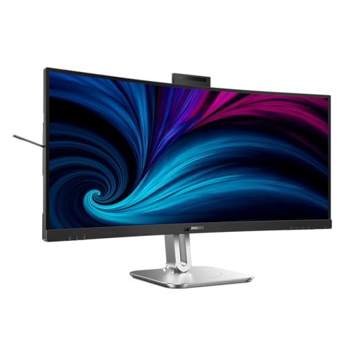 Philips 34B2U6603Ch - Monitor Curvo Wqhd Da 34 Pollici, Altezza Regolabile, Altoparlanti, Webcam Da 5 Mp, Cancellazione Del Rumore, Hdr400 (3440X1440,