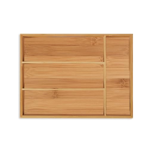 Relaxdays Portaposate Da Cassetto In Bambù, 4 Scomparti, Divisore Posate & Utensili Cucina, 5 X 26 X 35,5 Cm, Naturale