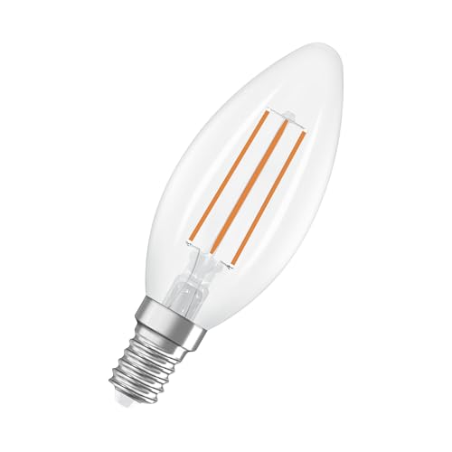 Osram Led Superstar Classic B 40 Nella Classica Forma Mini Candela, Corpo In Vetro Trasparente, 2,2 W, 470 Lm, Attacco E14, Luce Bianca Calda Con 2700