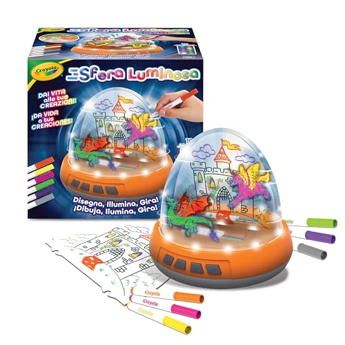 Crayola - Sfera Luminosa, Set Motorizzato Con Luci E Movimento Per Creare Disegni Su Due Livelli, 6 Pennarelli Gel Lavabili, Attività Creativa E Regal