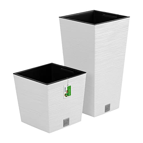 Vaso Per Fiori Con Inserto 2 In 1, Altezza: 55 Cm, 29 Cm, Colore: Bianco